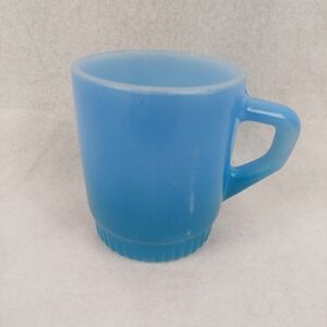 Anchor Hocking Fire King Blue D Handle Mug 56 Stackable Ribbed
